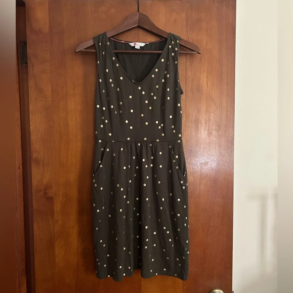Boden, Women’s Melinda Polka Dot Dress with Pockets, Olive Green, Size 4 Petite - Picture 2 of 4
